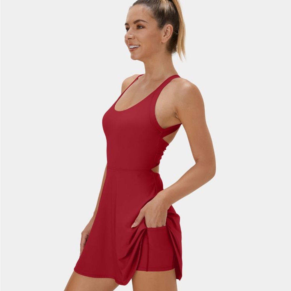 Halara Backless Crisscross Active Dress - Easy Peezy Edition in Orange (NWT)